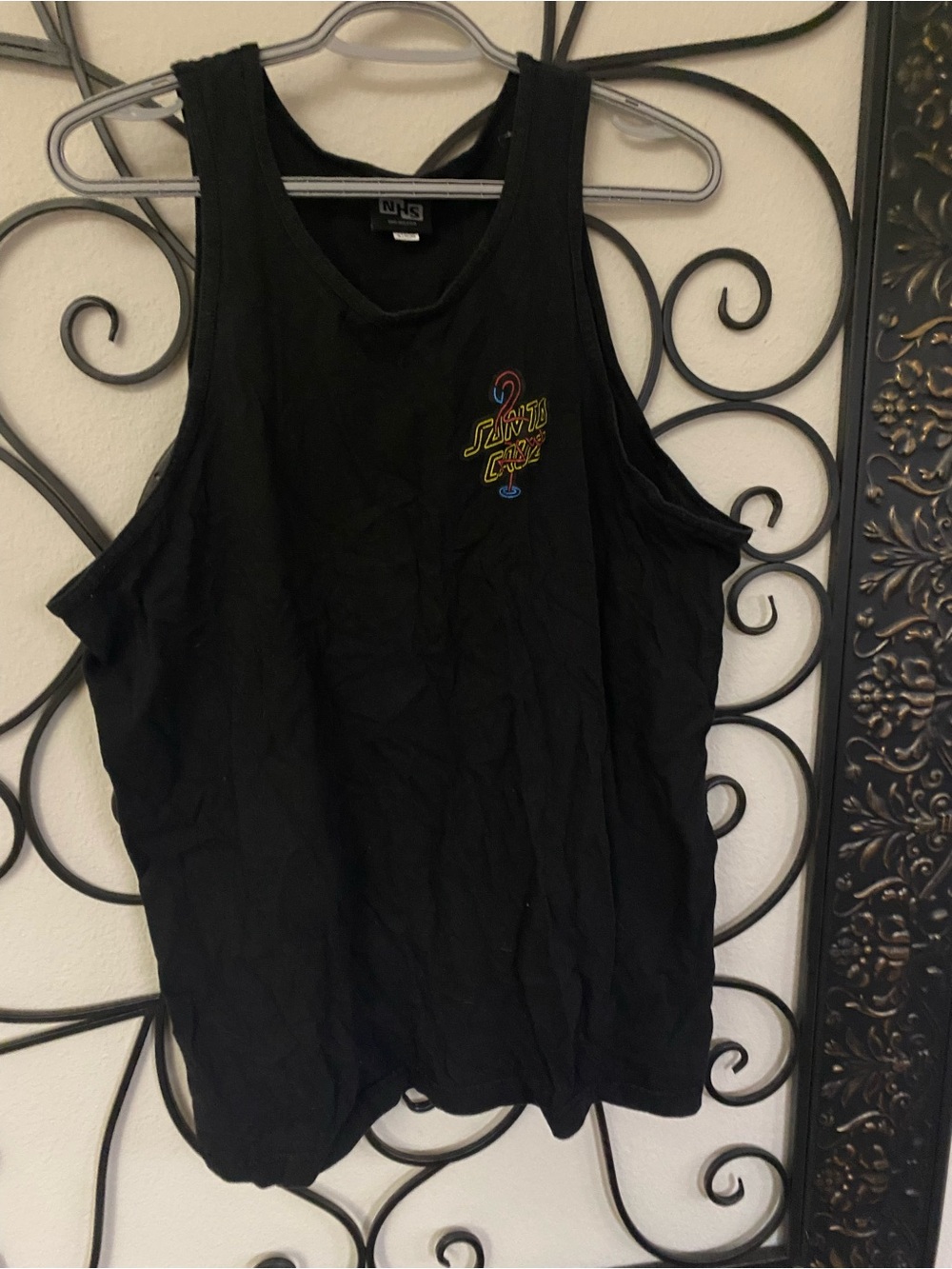 Santa Cruz Skateboards Black Tank Top with Small Multicolor Logo